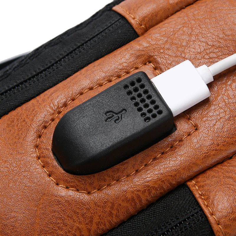 New PU men's single shoulder crossbody bag Anti-theft password lock chest bag Waterproof with USB port i motorcycle bag