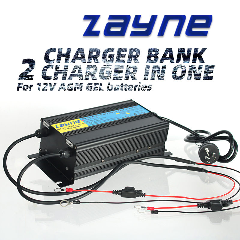 Smart Charger DC Bank 1 and Bank 2 12V 24V 36V 48V 60V Lead-acid AGM Battery for Marine Boat Starter and Deep-cycle Batteries