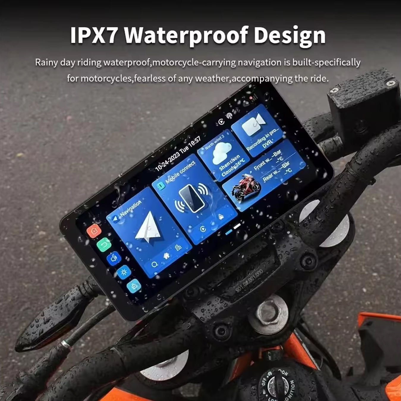 6 Inch Motorbike Carplay Screen Wireless Android Auto Module Mirroring Monitor Mp5 Player Waterproof Motorcycle Gps With Carplay