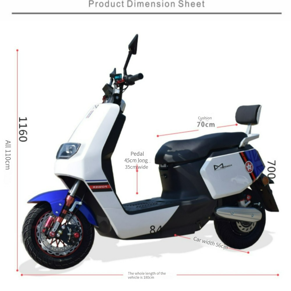 Racing Motorcycle for Food Delivery Used Condition Small 1000W Electric Scooter with 72V Super Engine Flexible Strong Power