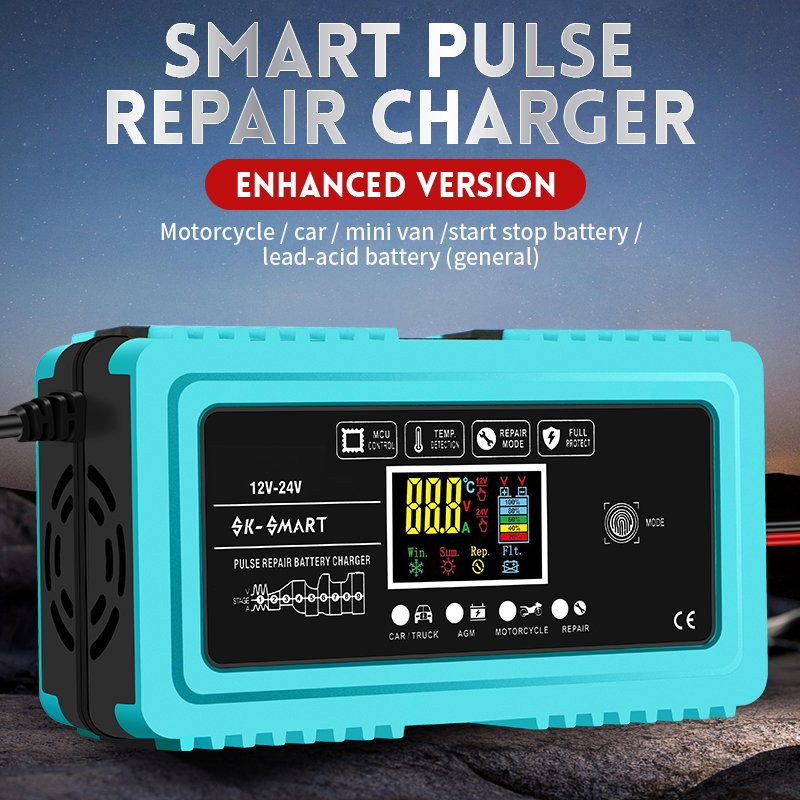 Hot sale Motorcycle Battery Charger 12V 10A 24V 5A for Truck Car AGM with Repair Mode battery Charger