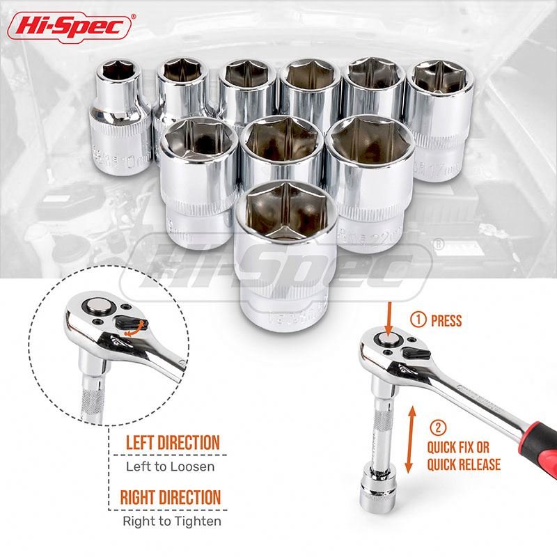12pc 3/8" Metric Socket Set with Ratchet and Extension Bar