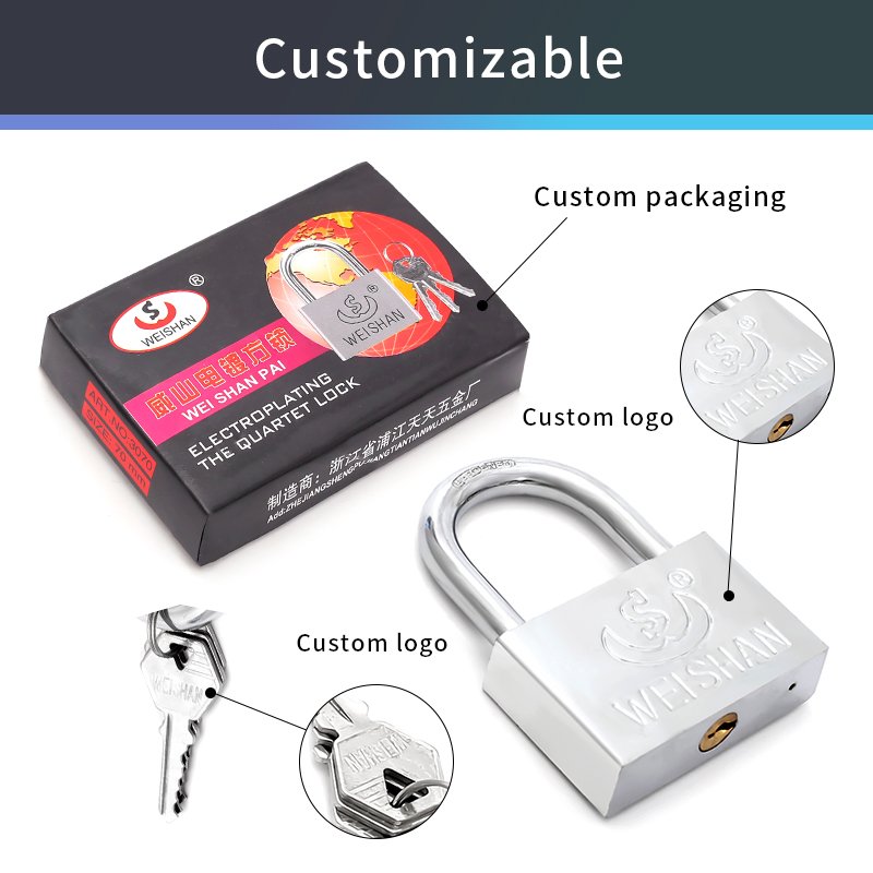 Factory wholesale cheap luggage school iron door anti-theft 50mm electroplated square pad locks