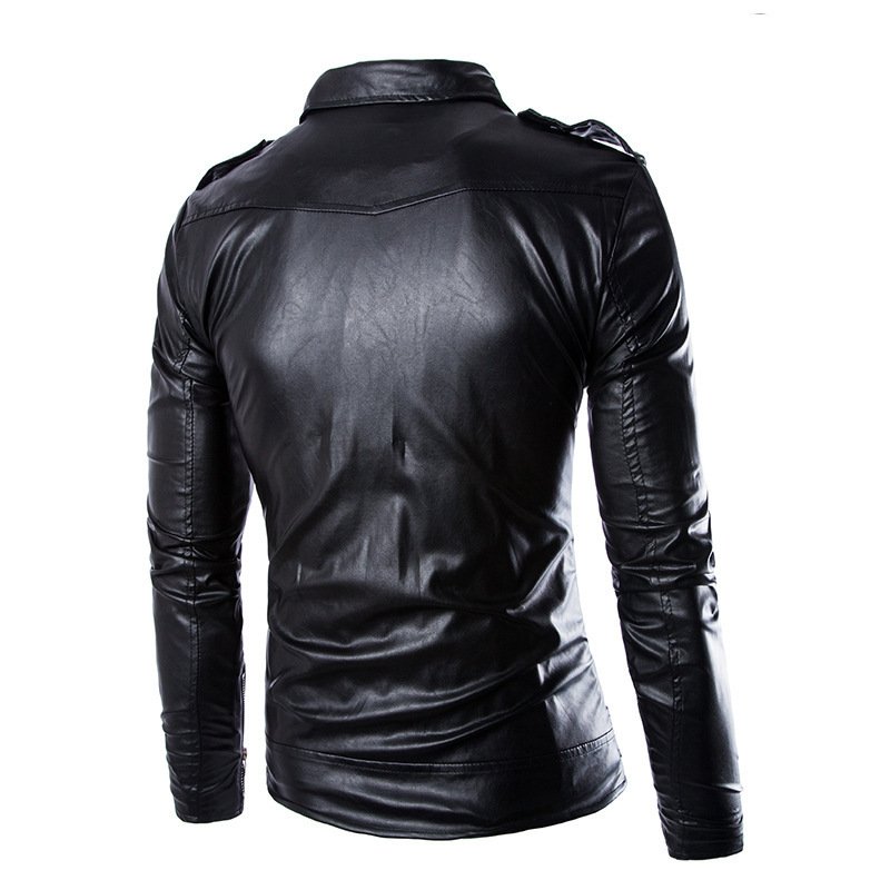 Mens Leather Jackets With Classic Lapel Jacket Men Slim Fit Faux Leather Jacket