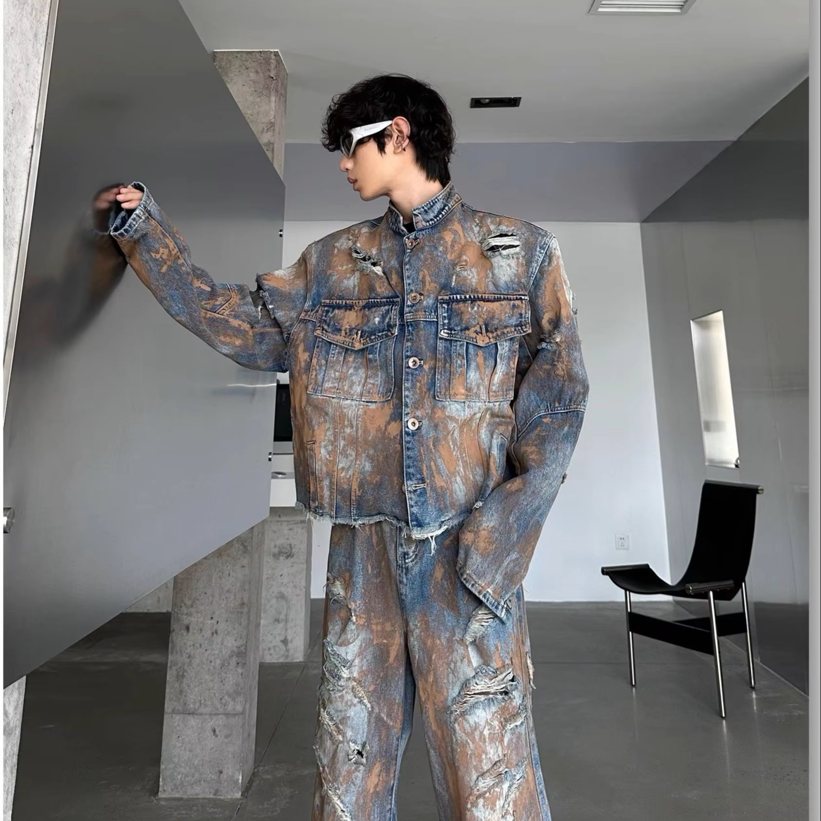 Custom printed logo men's breathable unisex multi-pocket men's casual trendy brand jacket