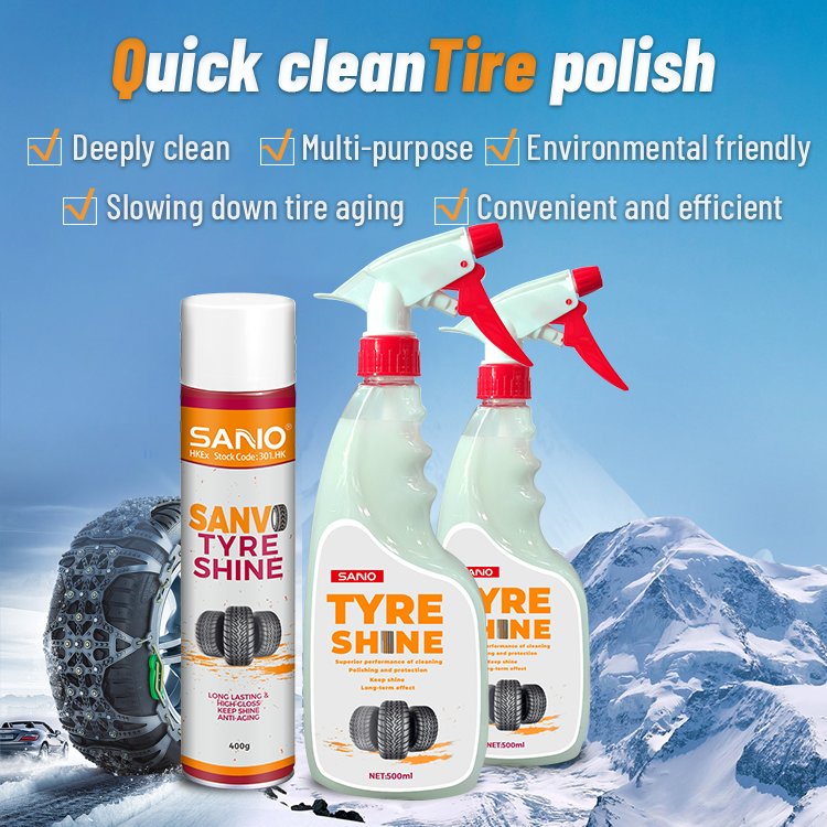 SANVO Custom car eco-friendly tire shine cleaner tire washing car care foam cleaner used motorcycle tyre shine