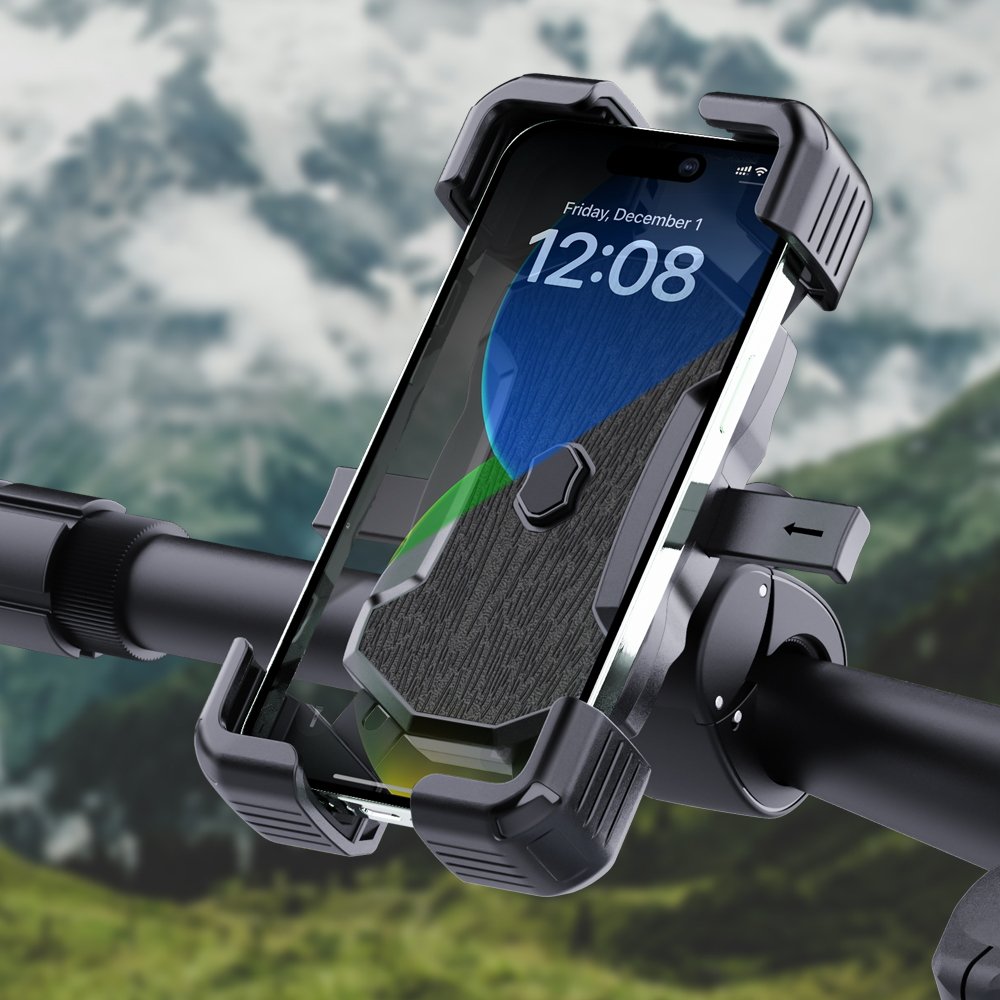 Upgradated Quick Install Sports Equipment Handles Phone Clamp Strollers Cell Phone Mounts for Bike and Motorcycle