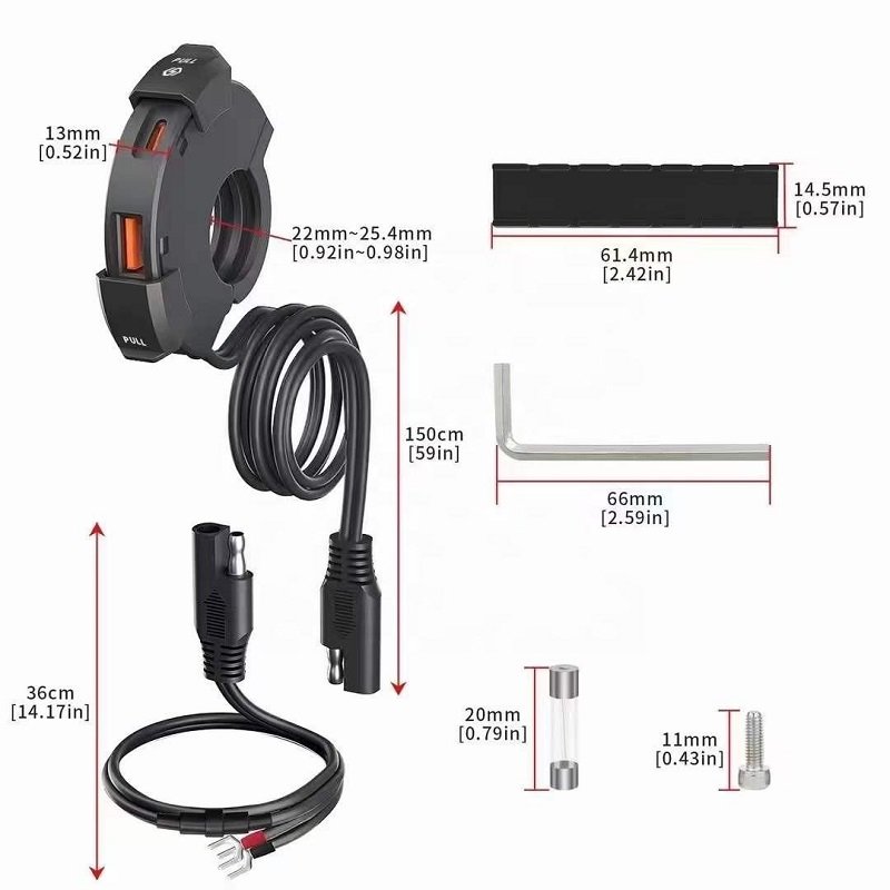 Motorcycle Parts And Accessories 12V Motorcycle Power Outlet Usb Bike Usb Charger Handlebar Fast Charge