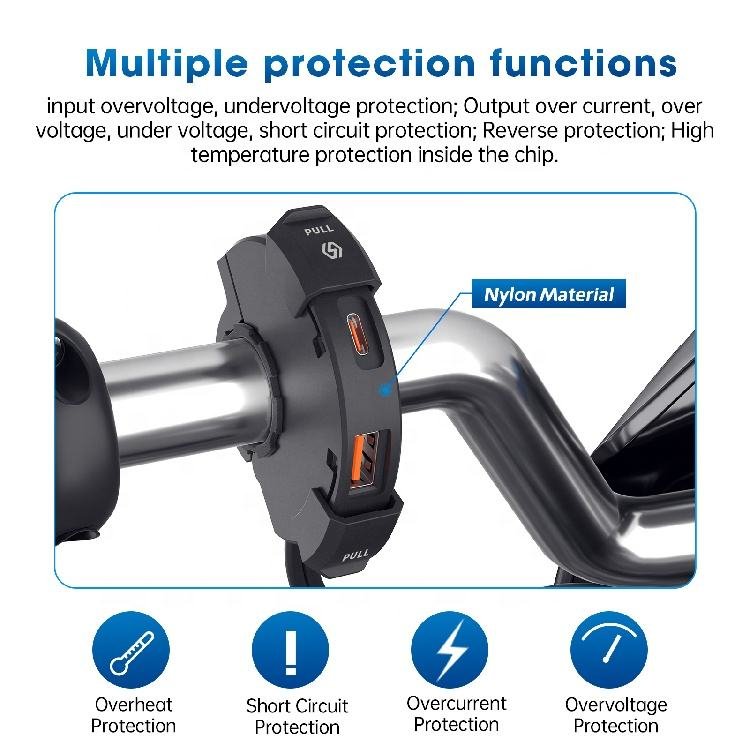 Motorcycle Parts And Accessories 12V Motorcycle Power Outlet Usb Bike Usb Charger Handlebar Fast Charge