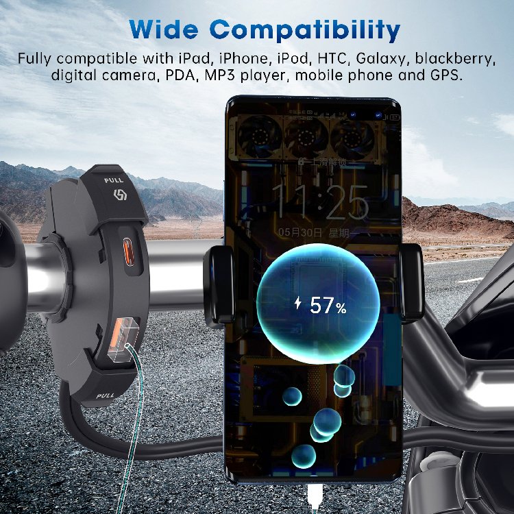Motorcycle Parts And Accessories 12V Motorcycle Power Outlet Usb Bike Usb Charger Handlebar Fast Charge