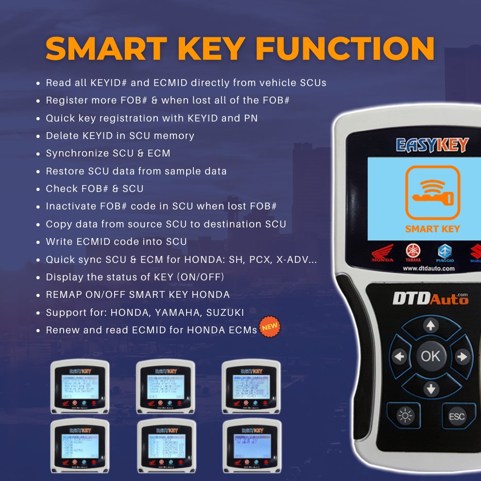 Easykey Motorcycle Key Programmer version TMAX has cable used to program SCU & read KEYID for YAMAHA TMAX