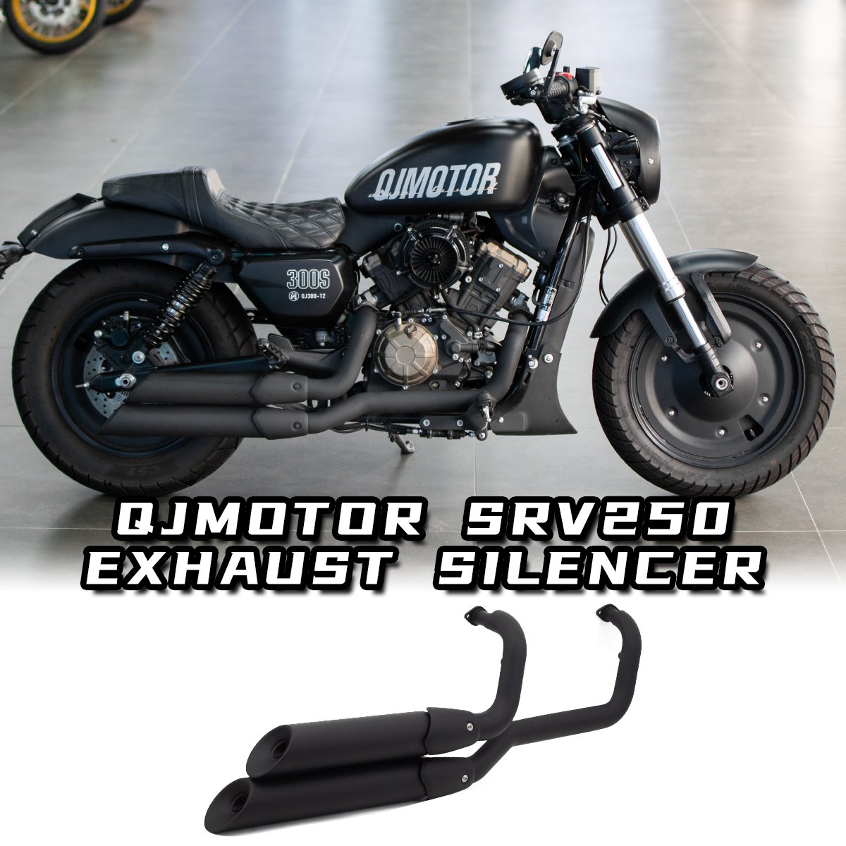 Motorcycle Stainless Steel Exhaust Full Systems Muffler Pipe Complete Slip On Muffler Baffle System For QJMOTOR SRV250