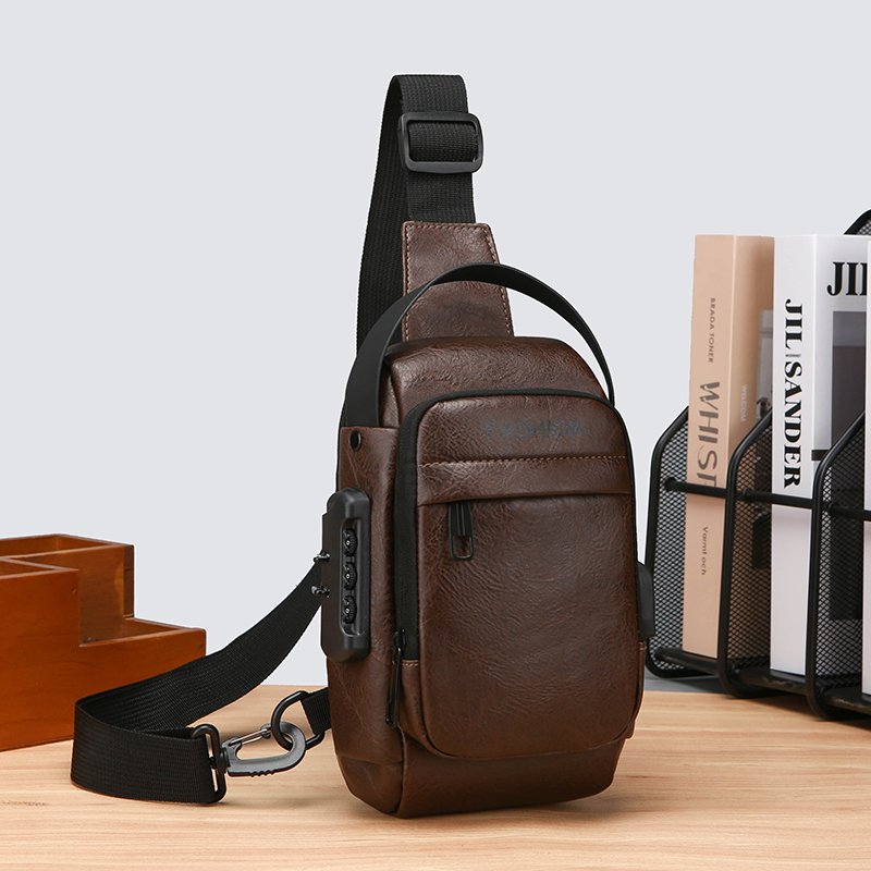 2024 new polyurethane waterproof chest bag password lock anti-theft men's riding bag outdoor crossbody bag Fanny pack
