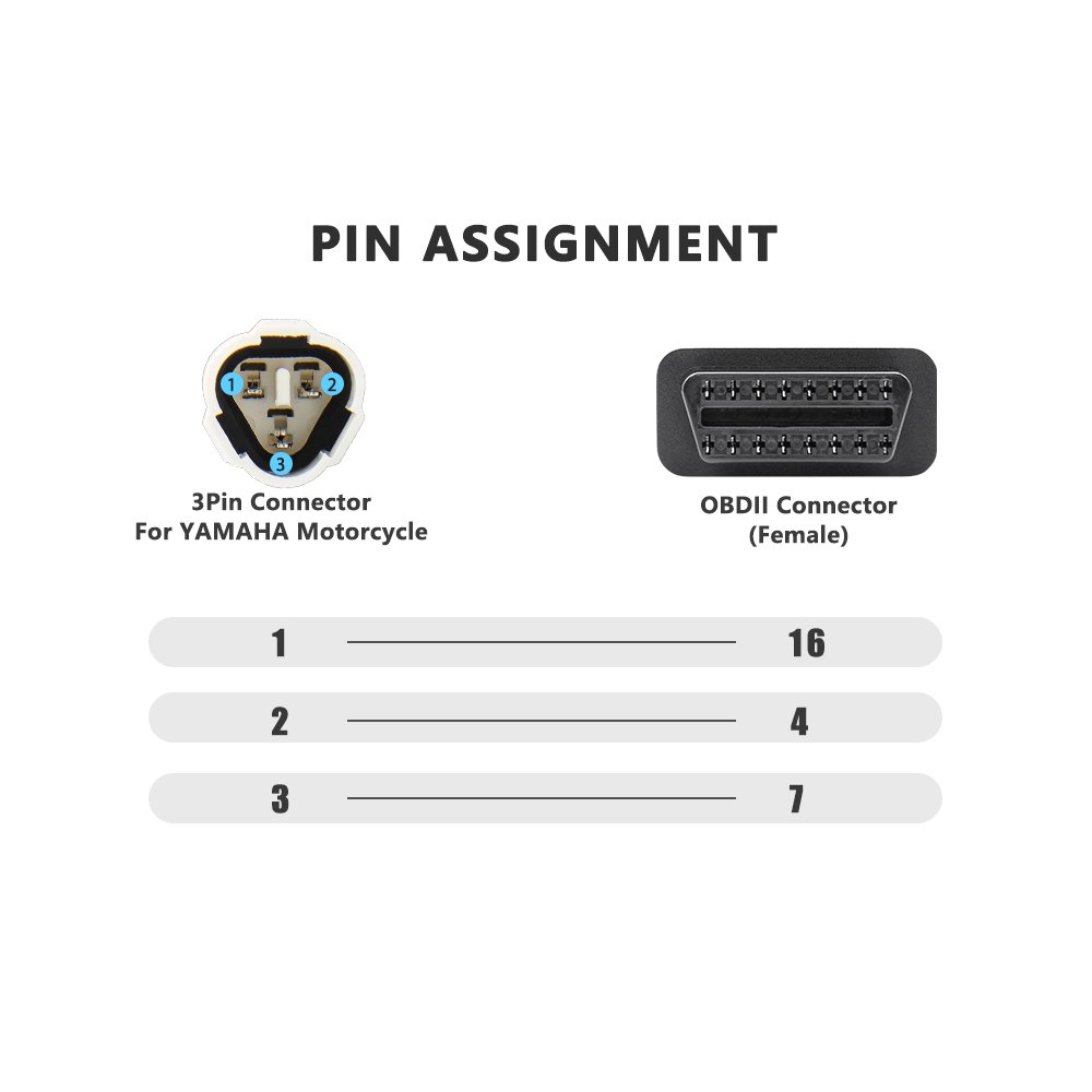 OBD1 to OBD2 cable 3pin to 16pin Extension Cable for Yamaha Motorcycles Used for OBD2 Scanner