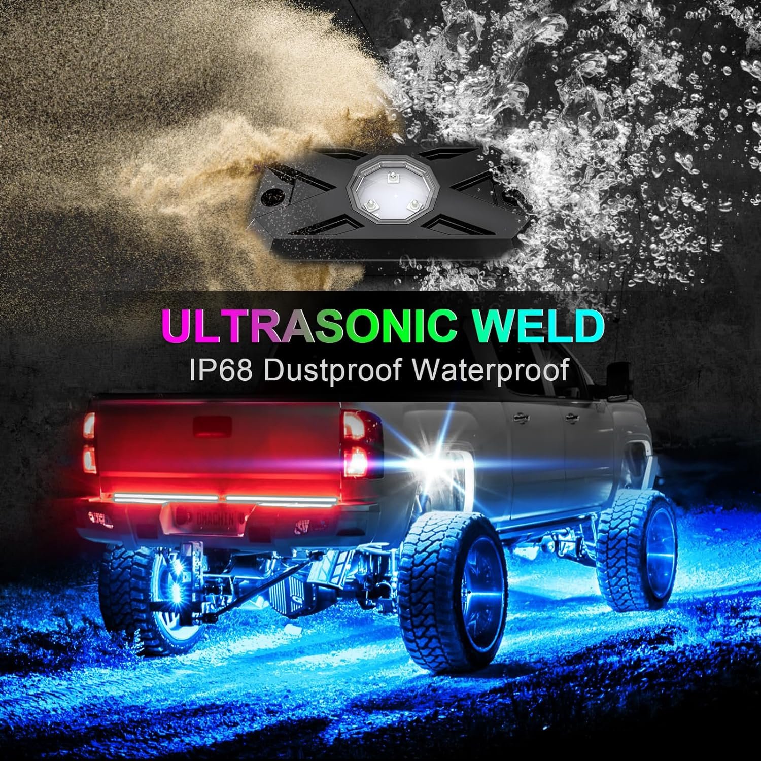 Hot 8/12 pod underglow kit with BT App Control Flashing Music Mode Wheel Well Light RGB LED Rock Lights for Truck ATV UTV