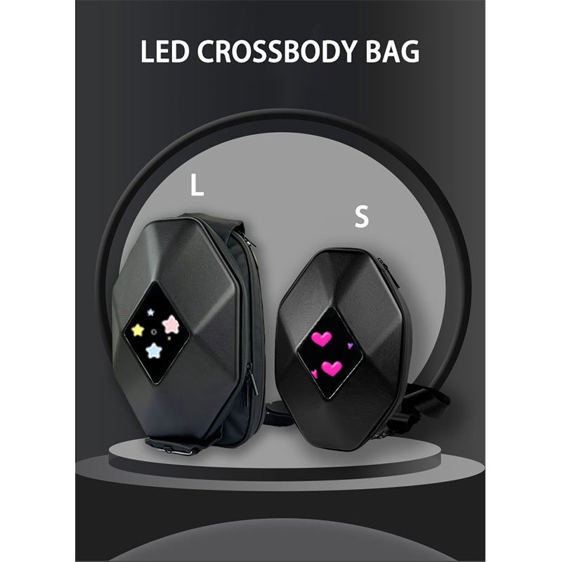 Fashion Waterproof Black Diy LED Cross Boby Bag Riding Screen Display Bag Outdoor Motorcycle Riding Bag With Led Eyes