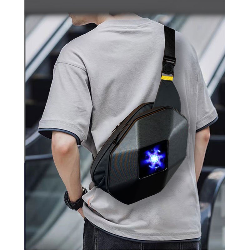 Fashion Waterproof Black Diy LED Cross Boby Bag Riding Screen Display Bag Outdoor Motorcycle Riding Bag With Led Eyes