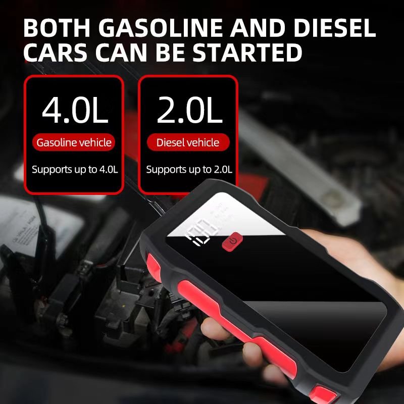 Portable Mini 12V Lithium Battery Jump Starter Power Bank with Air Compressor Booster Charger for Cars Trucks 1000A Peak Current