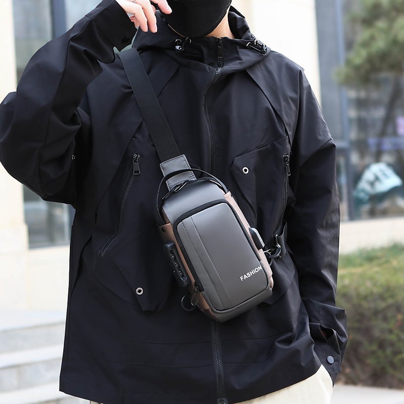 Stylish men's chest bag Waterproof outdoor motorcycle bag high-quality durable anti-theft Fanny pack sports mobile phone bag