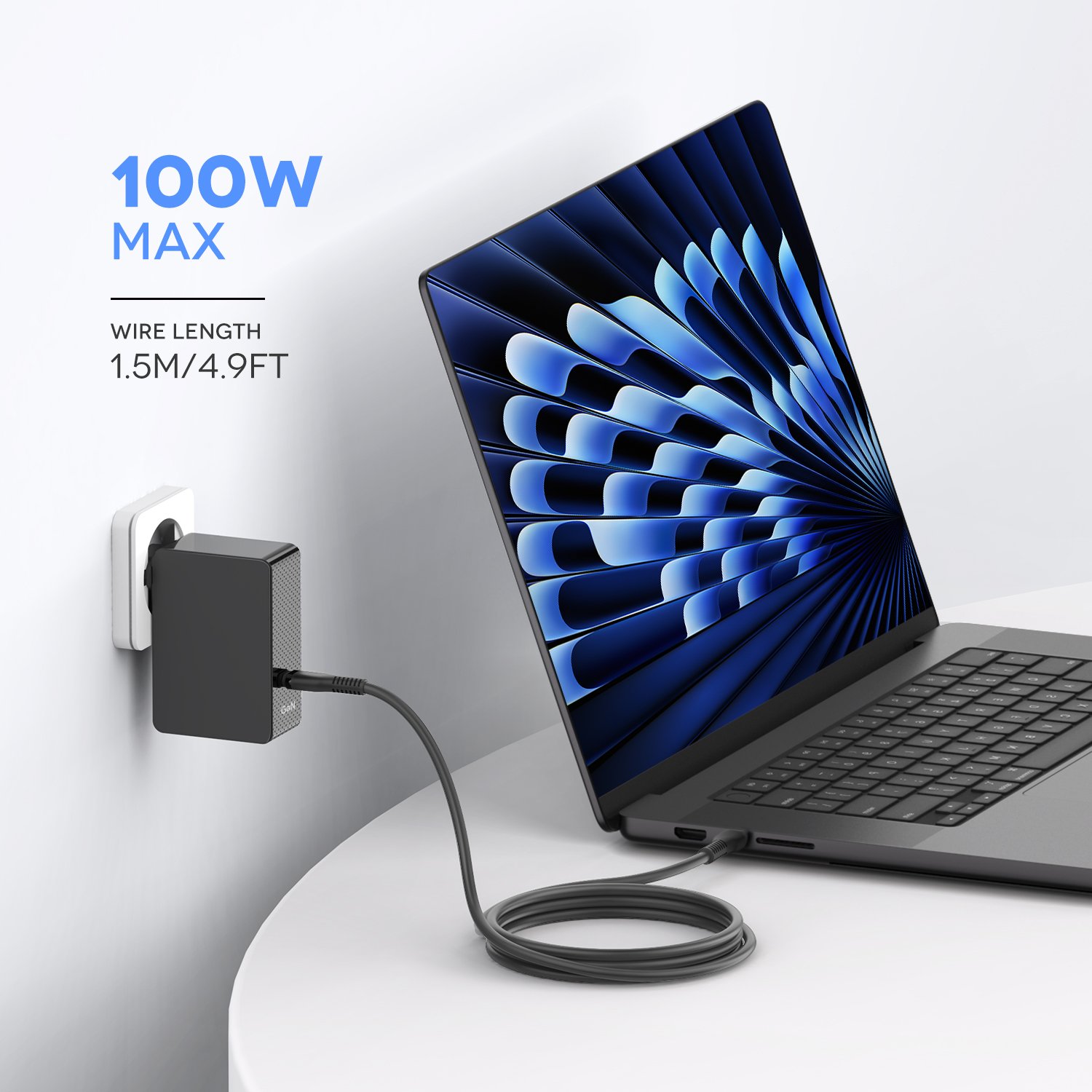 GaN3 20V5A PD100W Charger Adapter PSU is used for AI laptops, AI gaming laptops, Chromebooks, DJI drones, docking stations