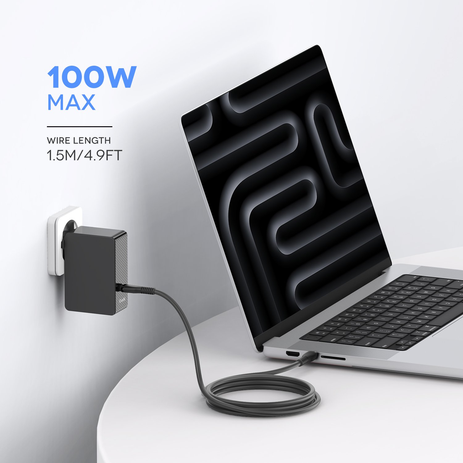 GaN3 20V5A PD100W Charger Adapter PSU is used for AI laptops, AI gaming laptops, Chromebooks, DJI drones, docking stations
