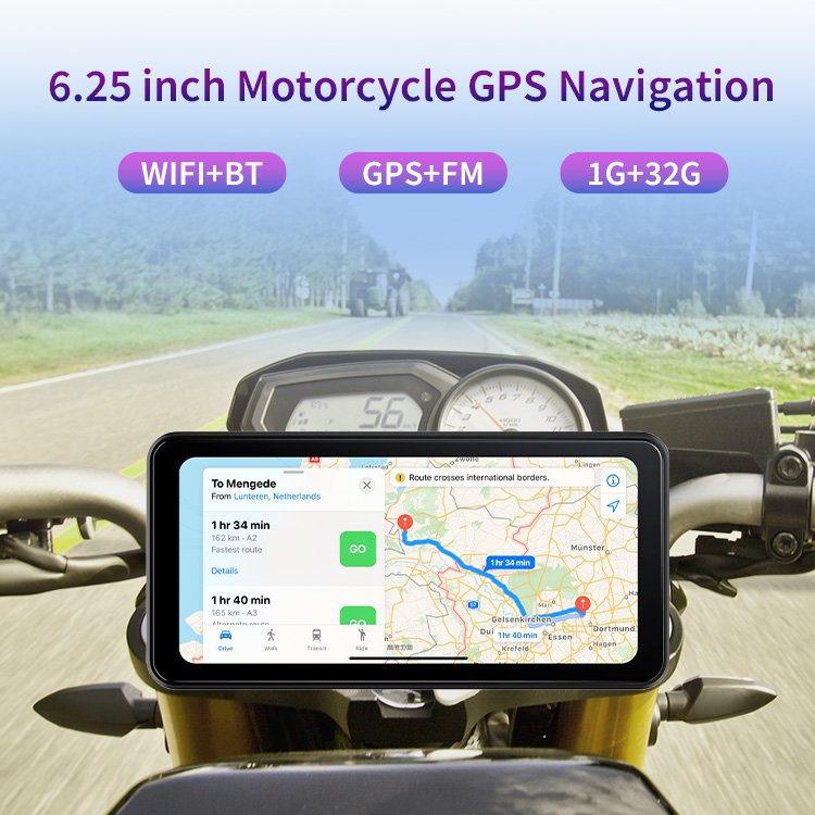 IPX8 Waterproof 6.25 inch Universal Motorcycle Navigation Gps with Carplay 2K HD Screen Wireless Android Auto for apple carplay