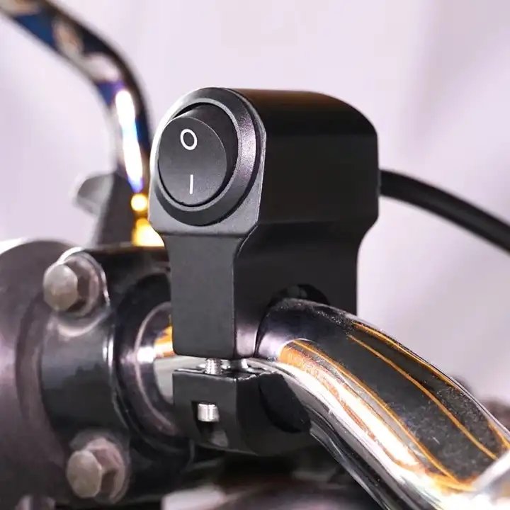 7/8in Motorcycle Handlebar Headlight ON/OFF Switch Scooter ATV 12V 2-Wire Black Light Waterproof Switches