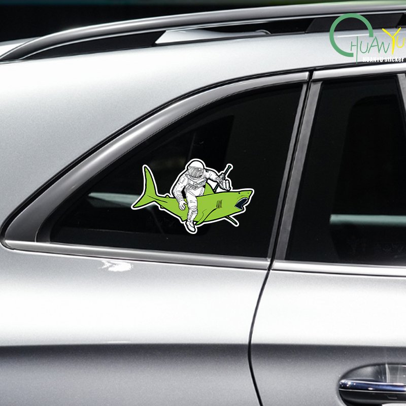 Cartoon Anime Starry Sky Astronauts and Sharks Car Window Stickers Body Stickers Used to Cover Scratches
