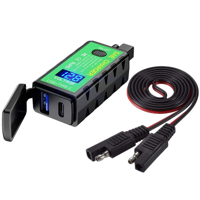 Waterproof Motorcycle Handlebar Charger Adapter Dual USB QC 3.0 With Switch