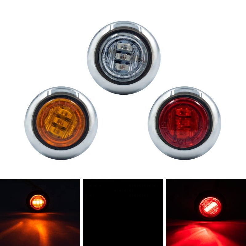 0.75 inch 0.3W light truck used round shape heavy duty truck marker led lights red orange marker lights for trucks
