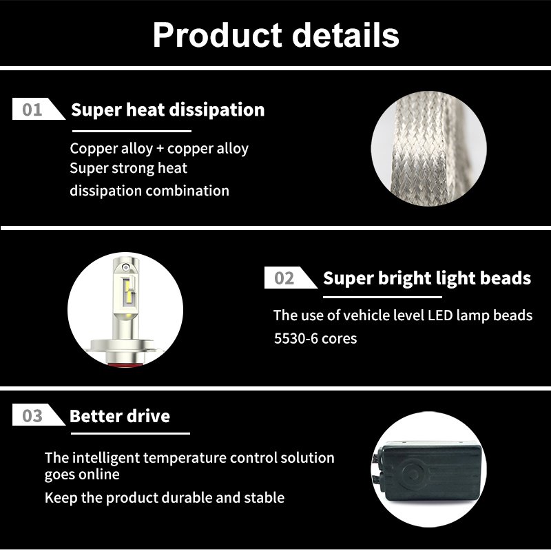LED Headlight New H4 10000LM Copper Belt fanless Canbus LED Headlight waterproof