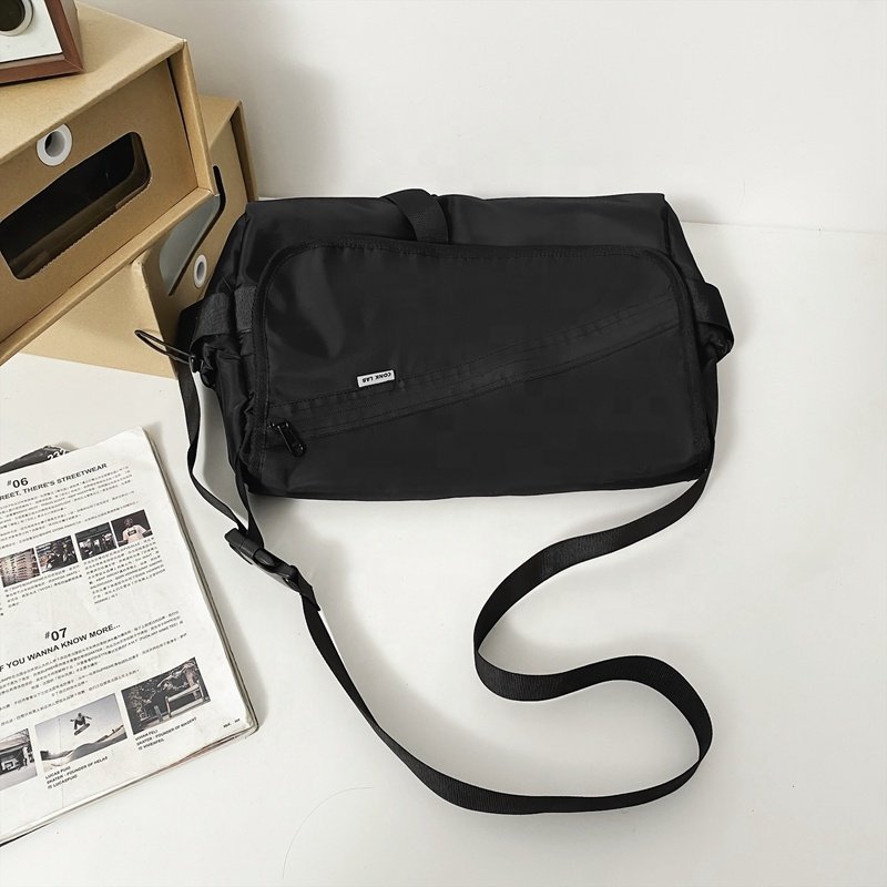 Unisex Multifunctional Large Capacity Single Shoulder Bag for Motorcycle Riding Embroidery Decoration Pockets for Men Women