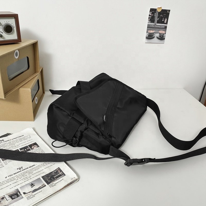 Unisex Multifunctional Large Capacity Single Shoulder Bag for Motorcycle Riding Embroidery Decoration Pockets for Men Women