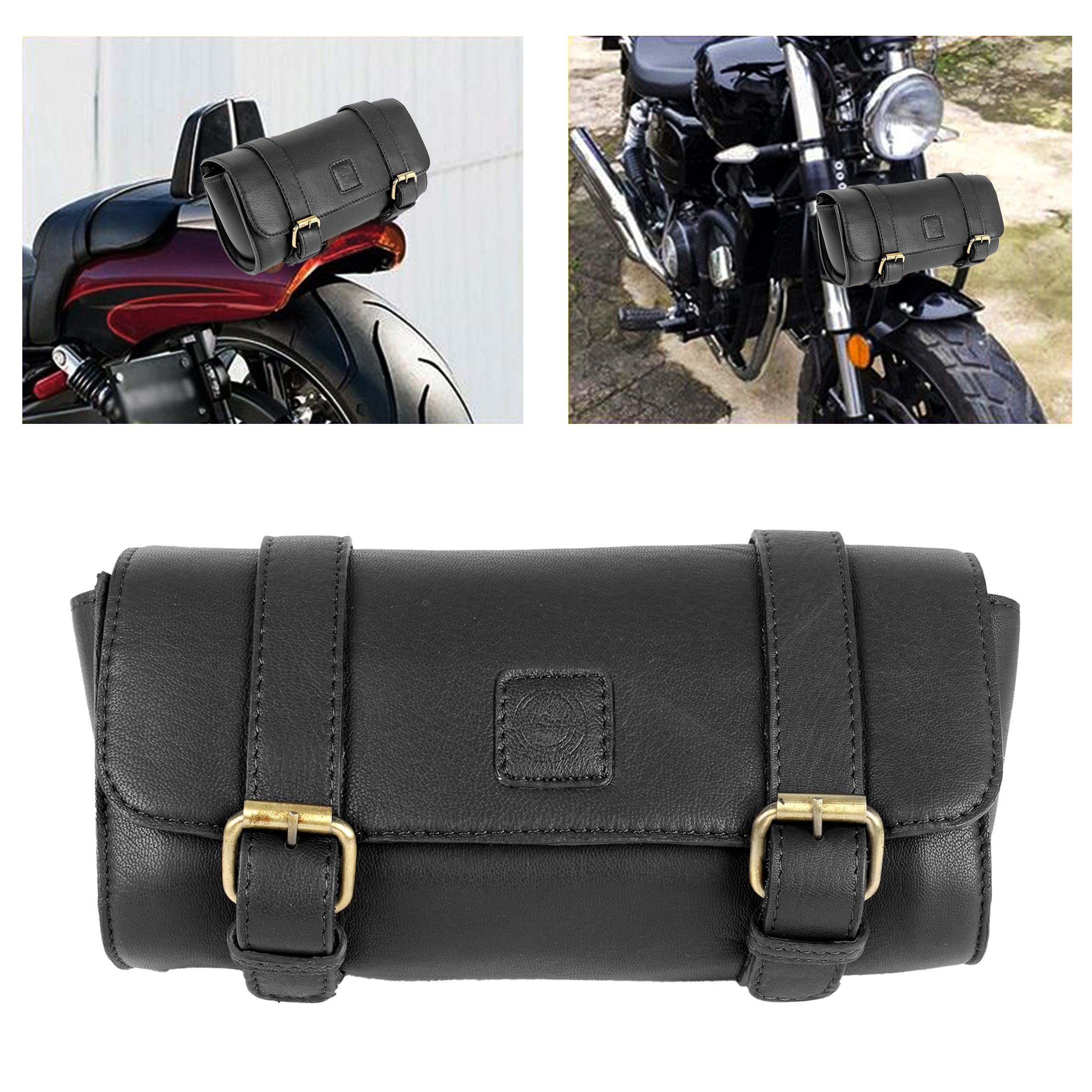 Best Gift for Him & Her Used Leather Saddle Brown Motorcycle Bag for Storage Side Pouch and Helmet Bag Backpack Type