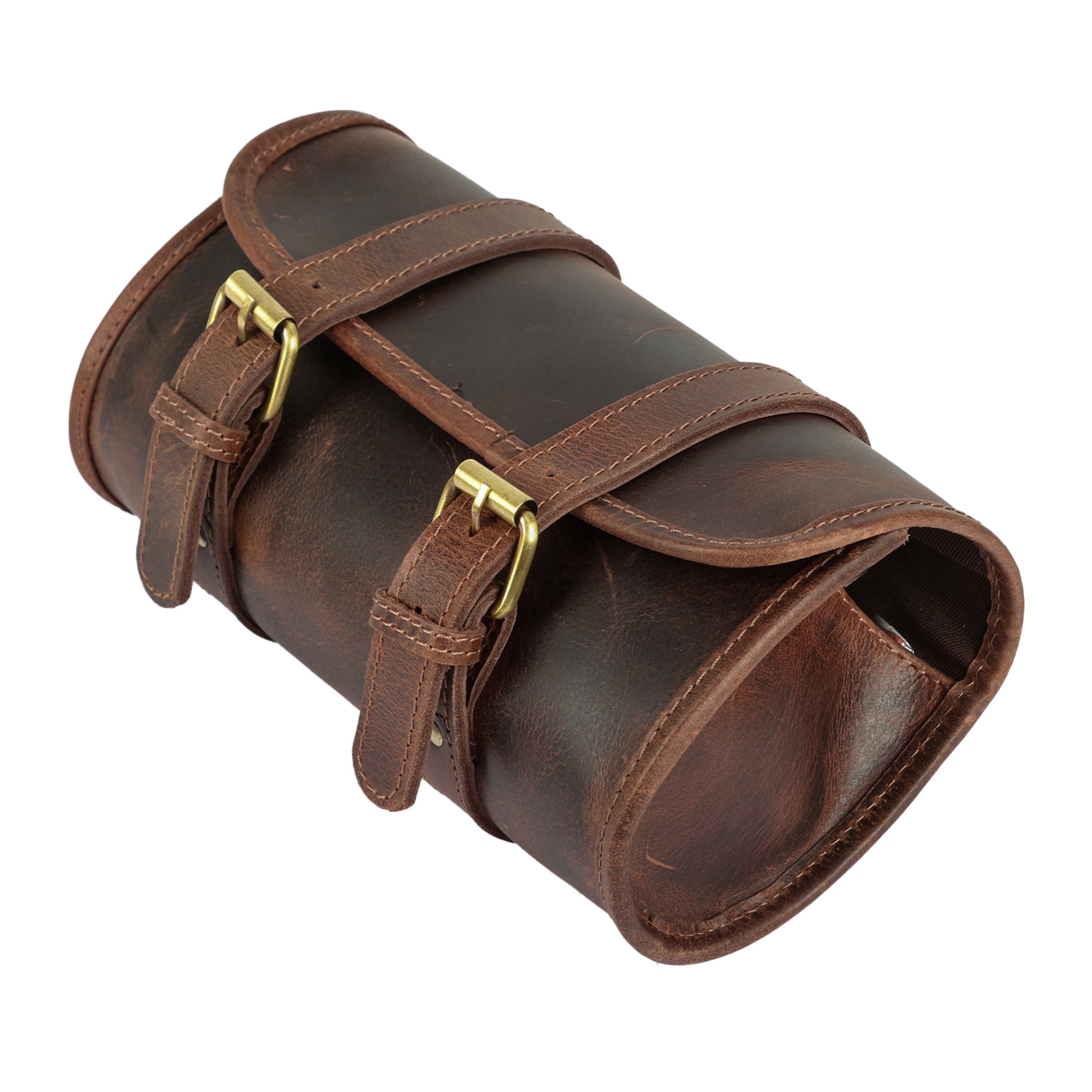 Best Gift for Him & Her Used Leather Saddle Brown Motorcycle Bag for Storage Side Pouch and Helmet Bag Backpack Type