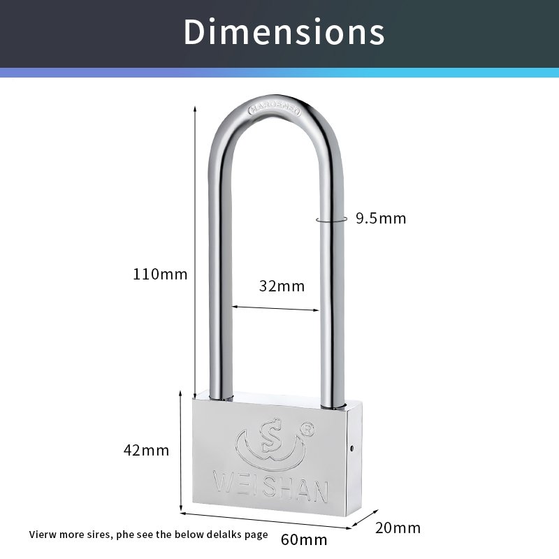 Hot selling bicycles motorcycles large iron doors anti-theft 25mm long beam electroplated silver padlock