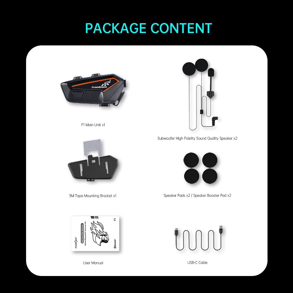 Hi-Fi Sound Quality Wireless Motorcycle Helmet Bluetooth Headphone Waterproof Motorcycle Accessories