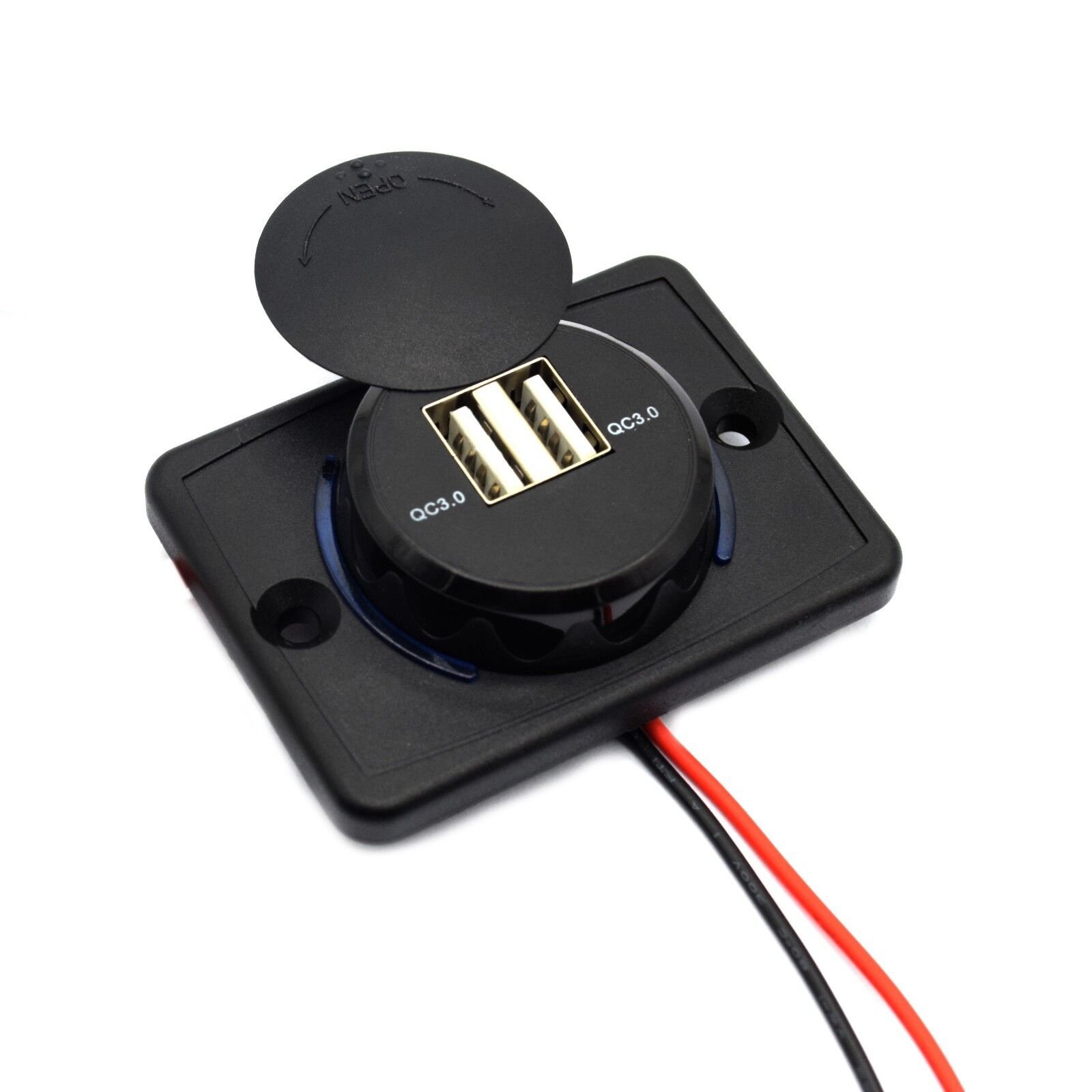Auto Car Marine motorcycle RV Car Charger Usb Panel 24V 2A dual port Type C PD and QC 3.0 USB charger with mounting panel