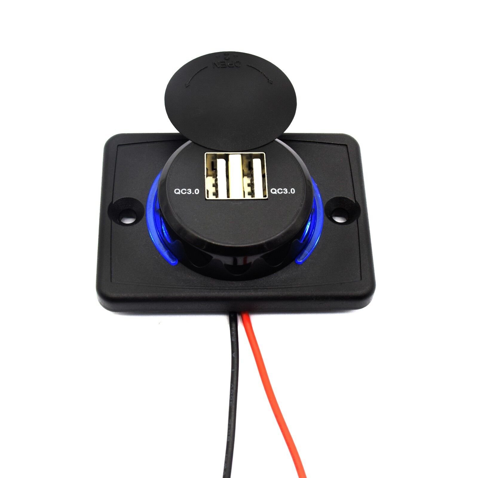 Auto Car Marine motorcycle RV Car Charger Usb Panel 24V 2A dual port Type C PD and QC 3.0 USB charger with mounting panel