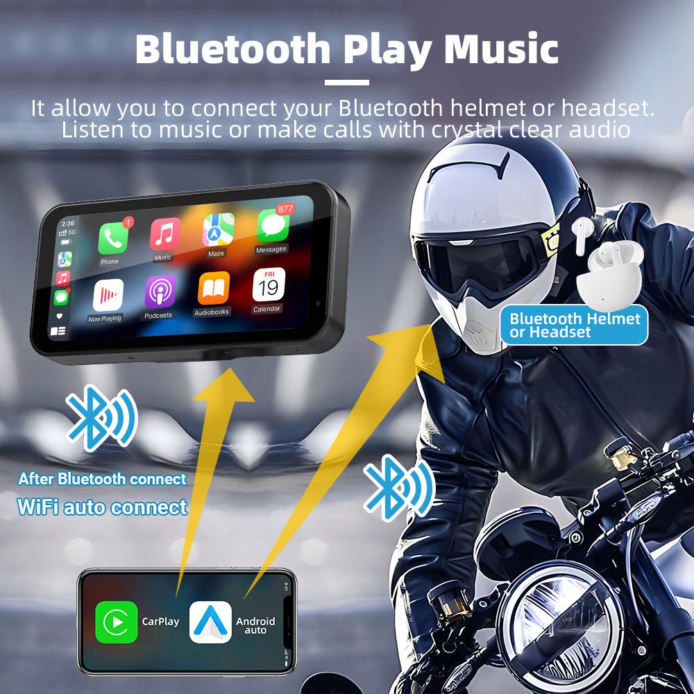 IPX7 Waterproof 6.25 inch Universal Motorcycle Navigation Gps with Carplay 2K HD Screen Wireless Android Auto for apple carplay