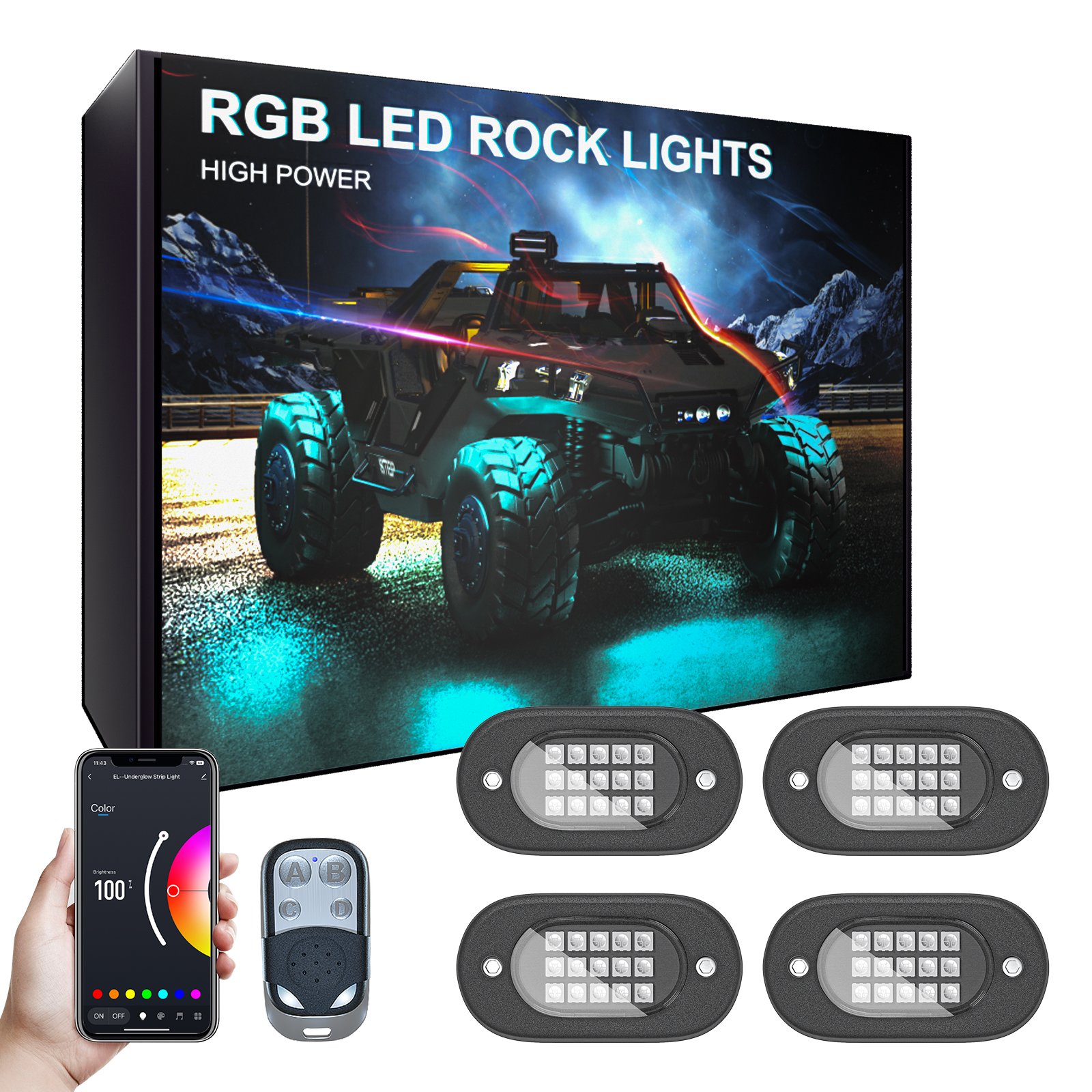 Wholesale Truck ATV UTV SUV ATV Motorcycle Boat 4 6 8 10 12 Pods Multifunction Neon underglow Kit Waterproof Rgb Car Rock Lights