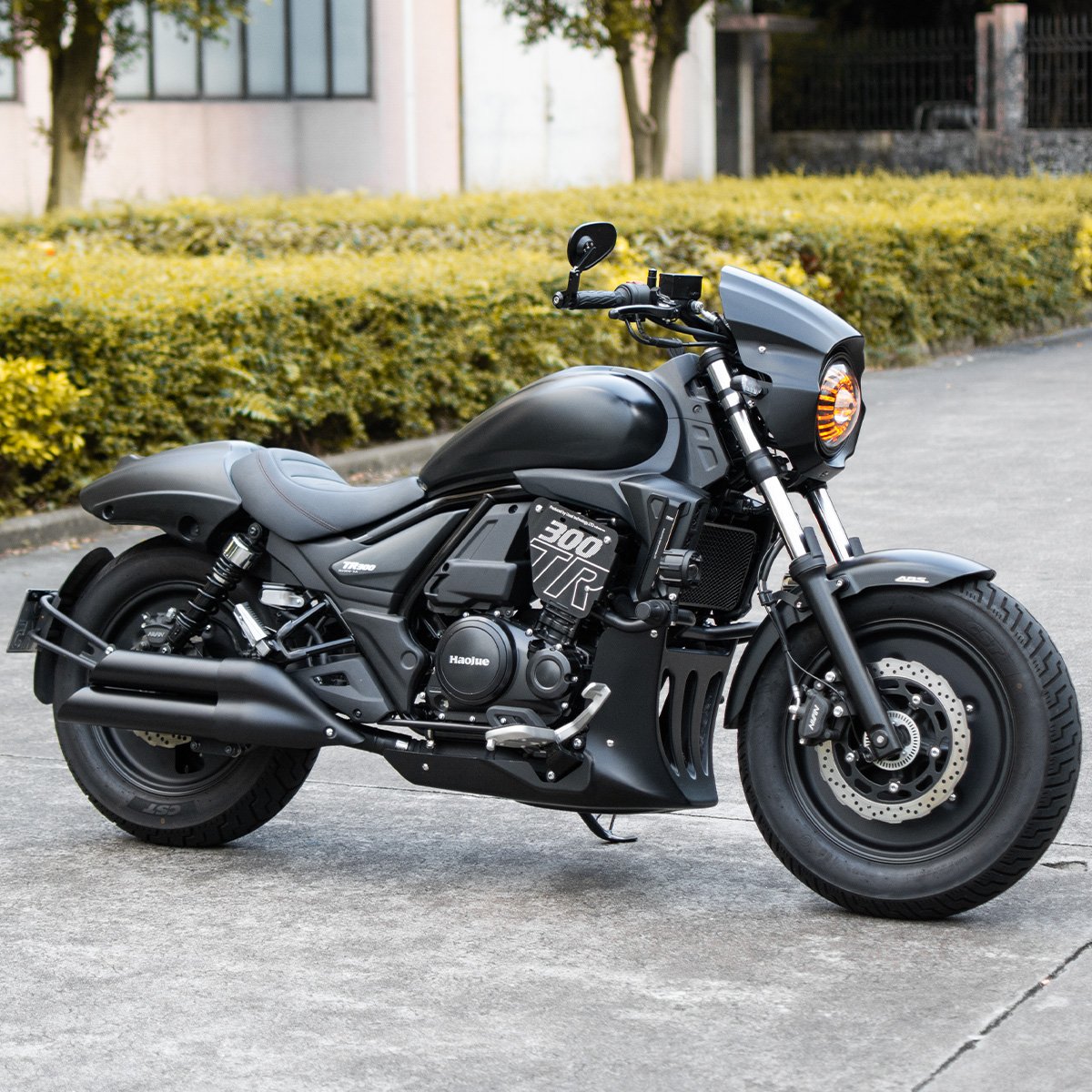 Customized Retro Motorcycle Exhaust Silencer Pipe Right Side Double Tube With Stainless Steel Material for Haojue TR300 Criuser