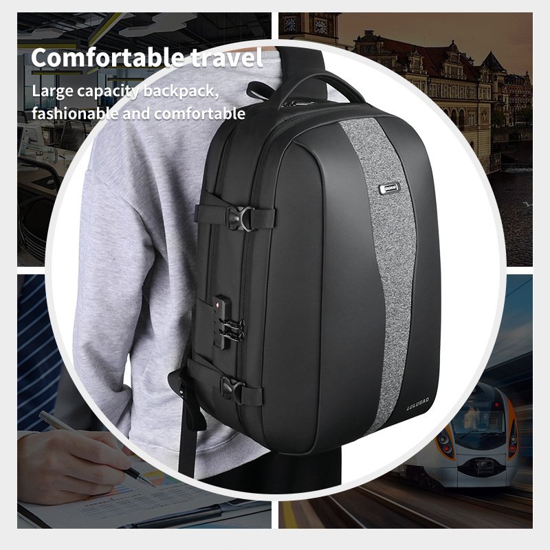 Unisex New Business Backpack Computer Bag Anti-theft Men's Trendy Large-Capacity Travel Backpack Zipper Polyester