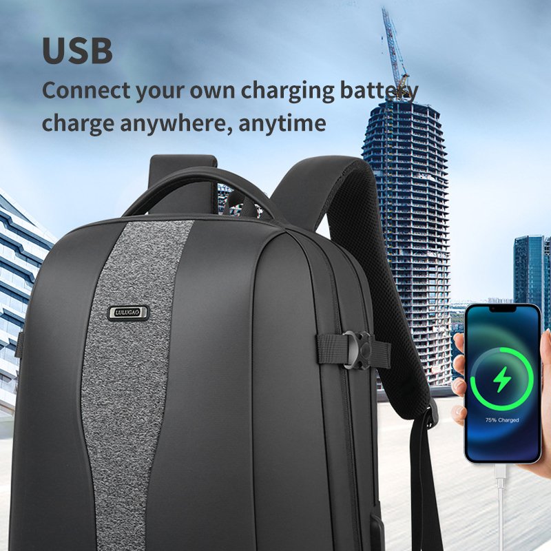 Unisex New Business Backpack Computer Bag Anti-theft Men's Trendy Large-Capacity Travel Backpack Zipper Polyester