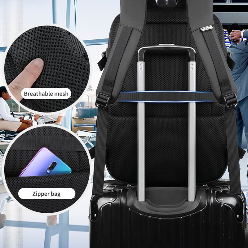 Unisex New Business Backpack Computer Bag Anti-theft Men's Trendy Large-Capacity Travel Backpack Zipper Polyester