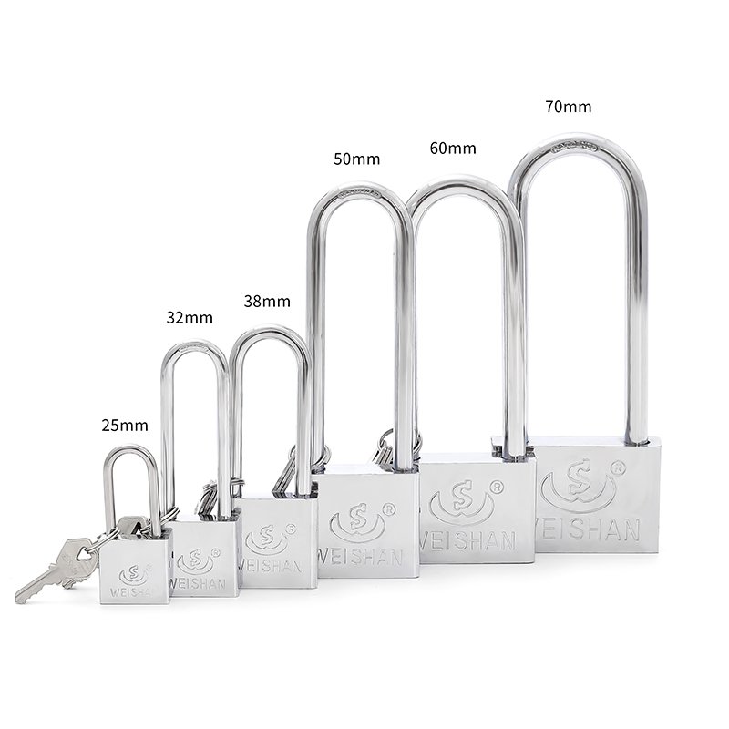 Factory hot selling bicycles motorcycles large iron doors anti-theft 38mm long beam electroplated silver padlock