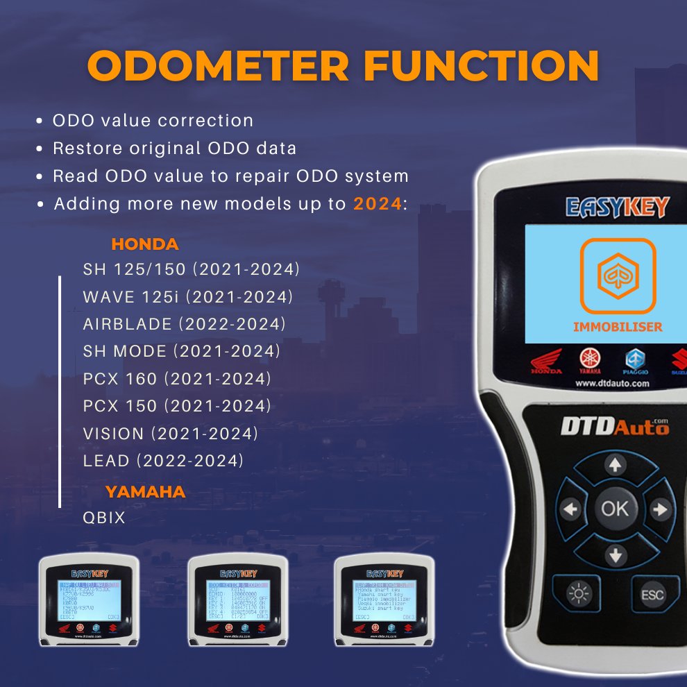 Easykey Motorcycle Key Programmer has cables cable used to program smart key for PIAGGIO YAMAHA, SUZUKI, VISION, VARIO, CLICK