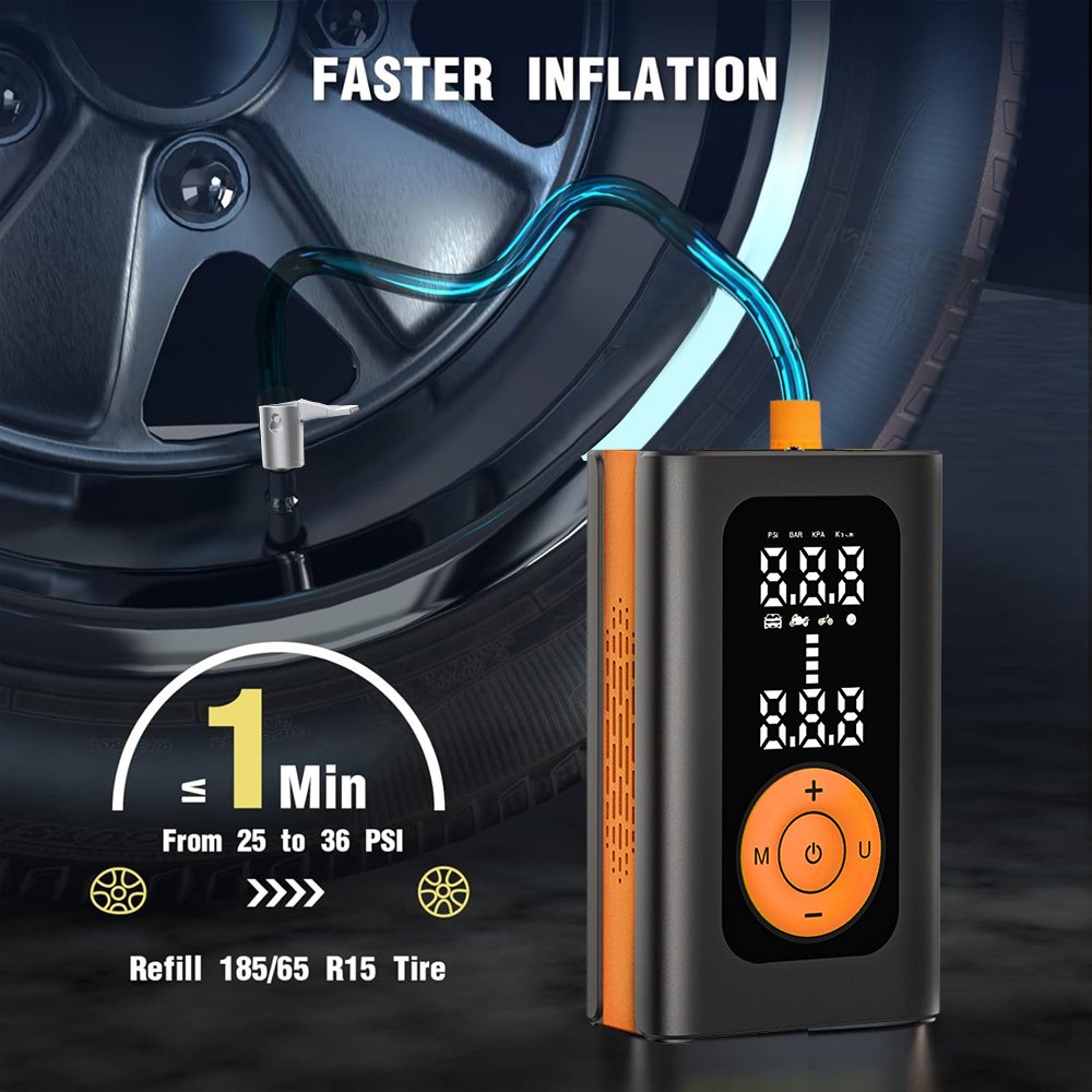 3X Faster Cordless Air Pump 4000mAh for Inflatables Bike Pump Digital 150PSI Pressure Gauge LED Light for Ball Car Accessories