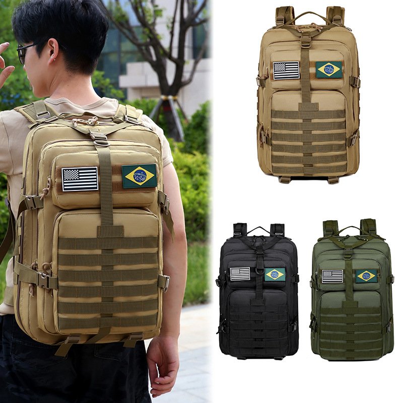 Customizable 35L 45L Molle Outdoor Sports Backpack Unisex Tactical Hiking Camping Motorcycle Gear Zipper Anti-Theft 3 Day Large