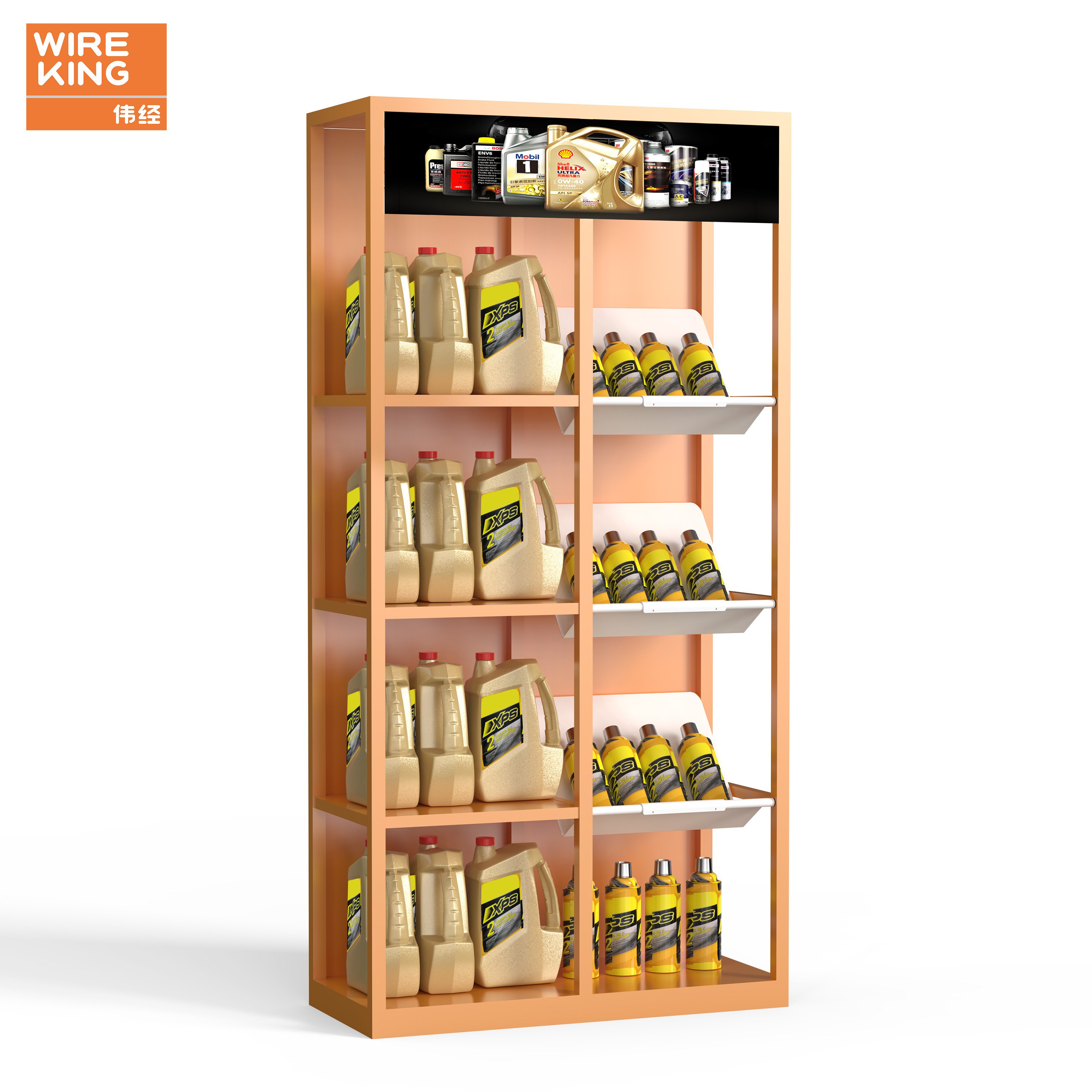 customized Lubricating Oil Display Rack Metal Display Rack Used For Oil Shelves For Car repair shop